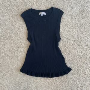 J. Crew Black Ribbed Tank 100% Cotton - Size XS